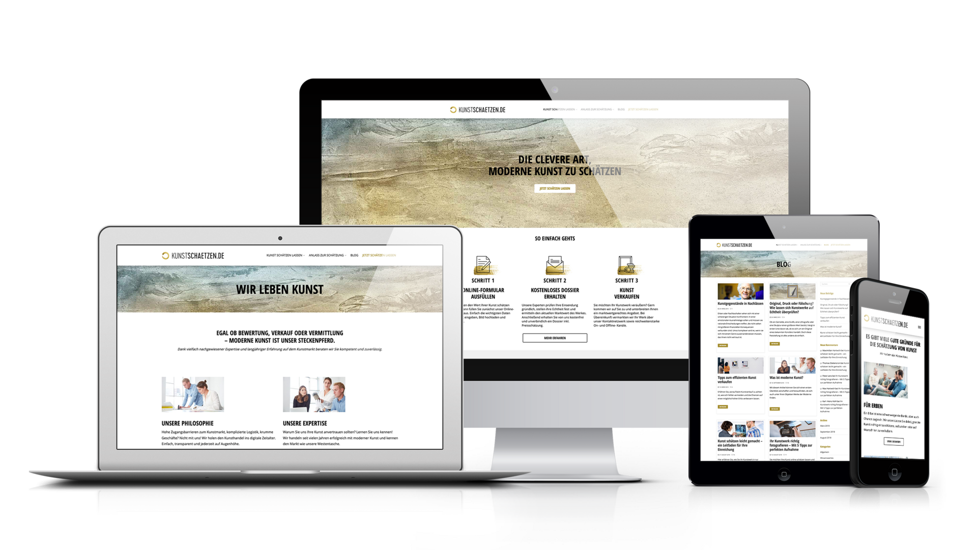 Kunstschätzen Mockup Website Wordpress Agentur