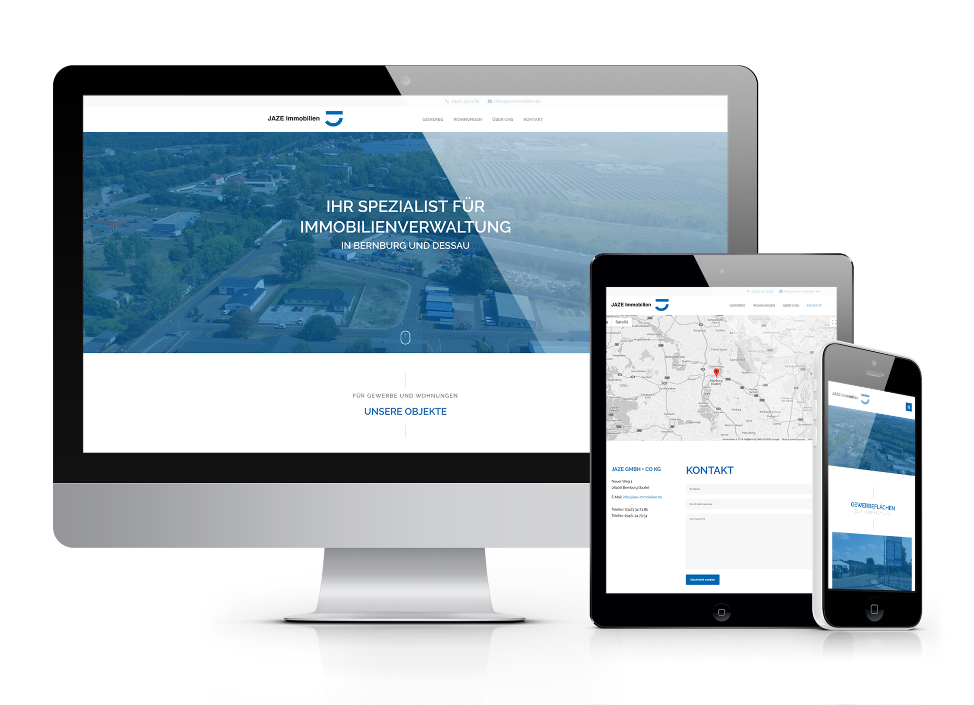 JAZE Immobilien Mockup Internetgestaltung Unternehmensdarstellung Kreativ&Söhne