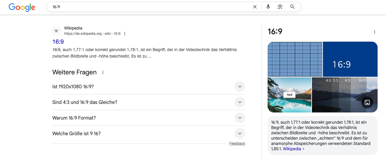 Featured Snippets Darstellung in der Google Suchmaschine
